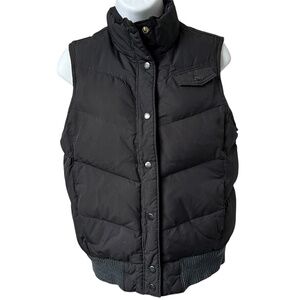 Vintage Gap Puffer Vest 75% Down Filled Black w. Green Lining Size S Quilted